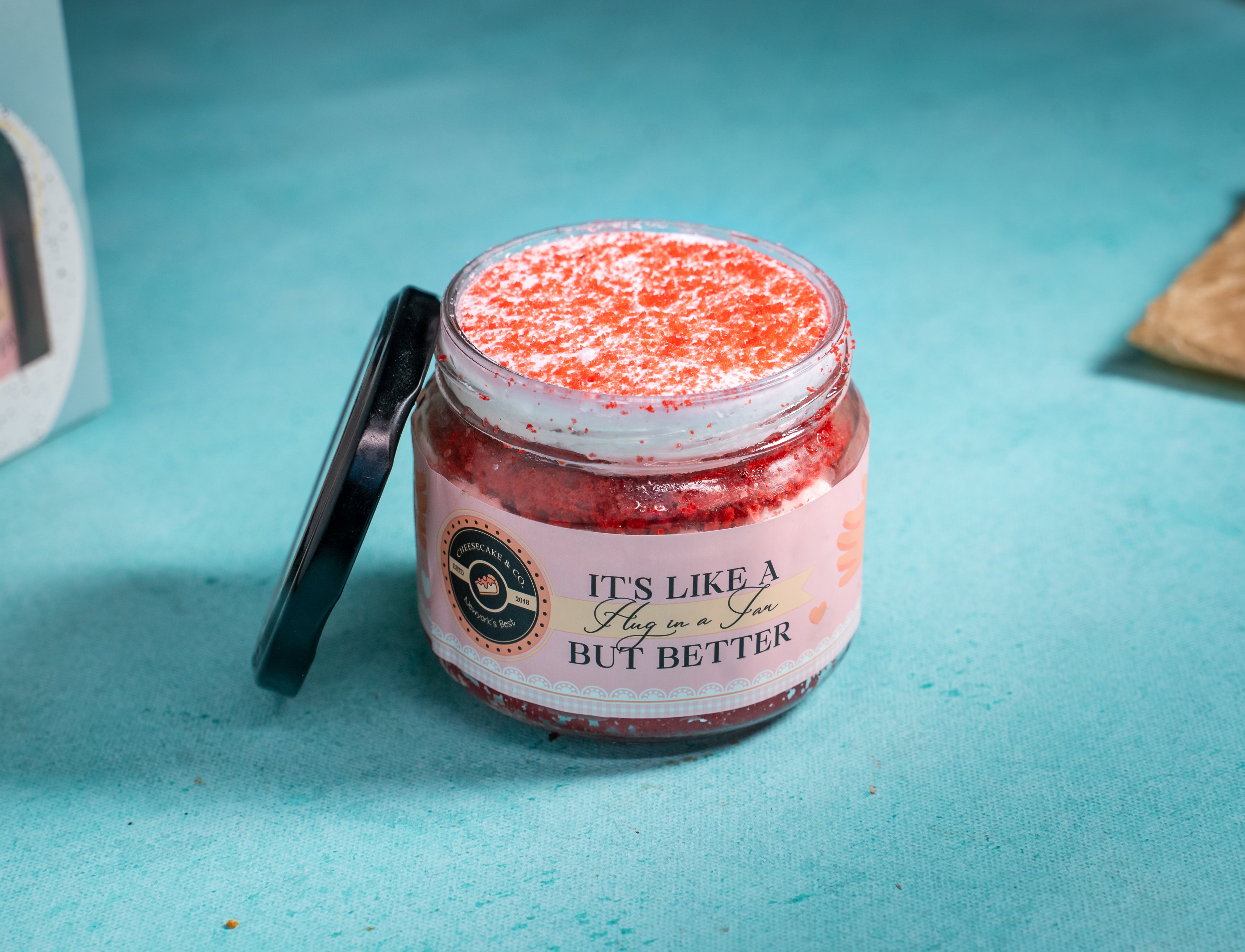 Red velvet cheesecake jar